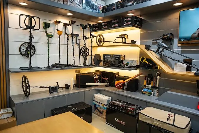 Our showroom displaying metal detectors and prospecting equipment